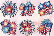 Fireworks 4th of July Watercolor Cli, an Illustration by SVGArt (Thumbnail 7 of 9)