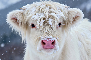 Adorable White Highland Calf, an Animal Photo by Virgo Studio