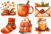 Watercolor Orange Autumn Clipart, an Illustration by Canvas Craft (Thumbnail 3 of 8)