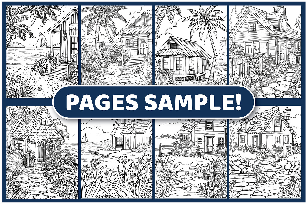 Ocean Cottage Garden Coloring Pages, a Seasonal Illustration by BrightMart (Photo 2 of 3)