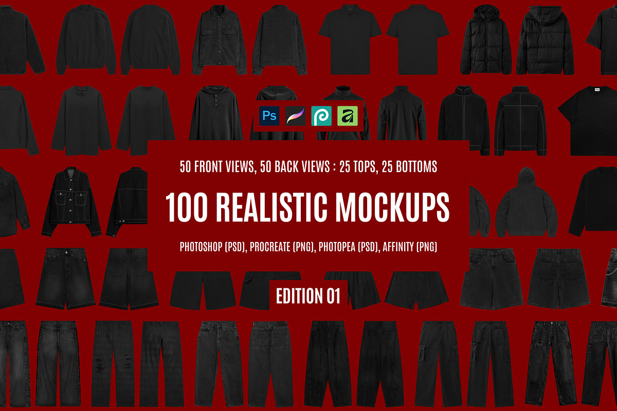 100 Realistic Clothing Mockup, a Merchandise Mockup by AtelierDuVow (Photo 1 of 16)