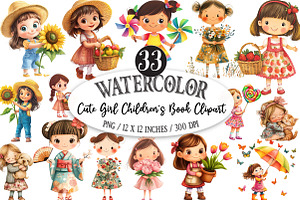 Cute Girl Children's Book PNG Bundle, a Person Illustration by Designking