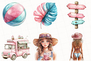 Pink & Mint Summer Clipart, an Illustration by OK Design (Thumbnail 5 of 5)