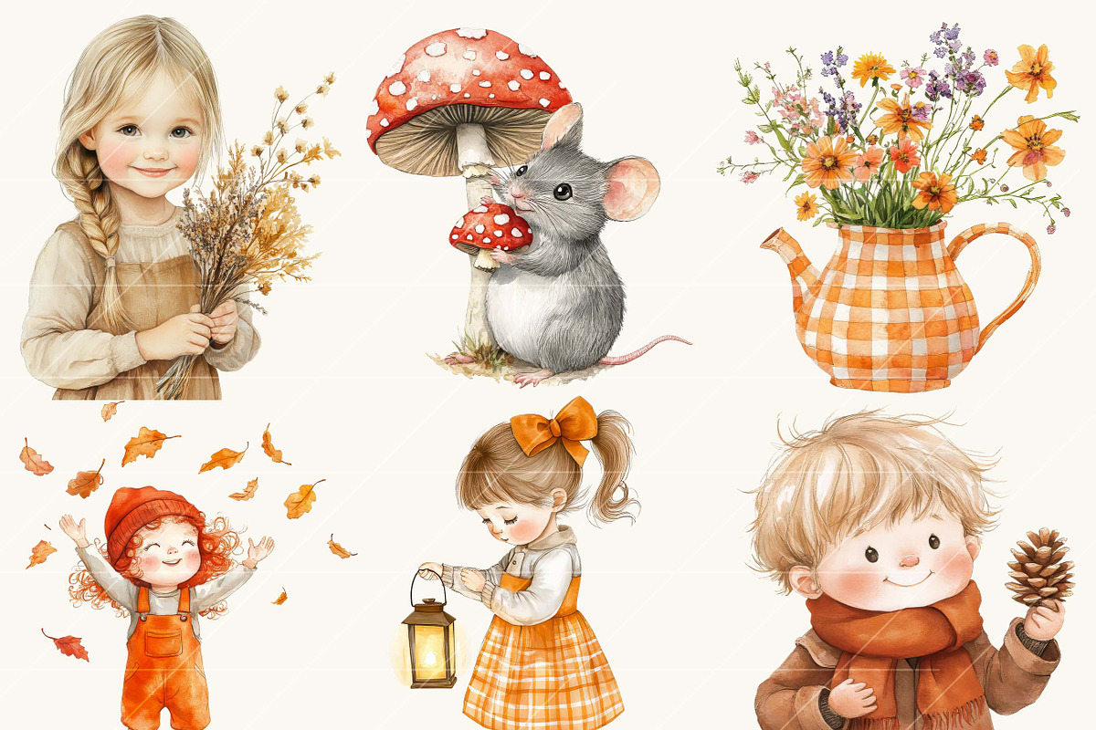 Watercolor Autumn Clipart, an Object Illustration by SparkyDesignsUS (Photo 3 of 10)