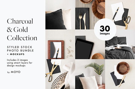 Charcoal & Gold Stock Photo Bundle, a Beauty & Fashion Photo by Moyo Studio