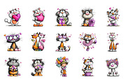 Valentine Cat Clipart Bundle, an Illustration by CreationArt (Thumbnail 2 of 5)