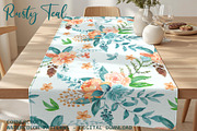 Rusty Teal Floral Clipart & Patterns, an Illustration by Corner Croft (Thumbnail 11 of 13)