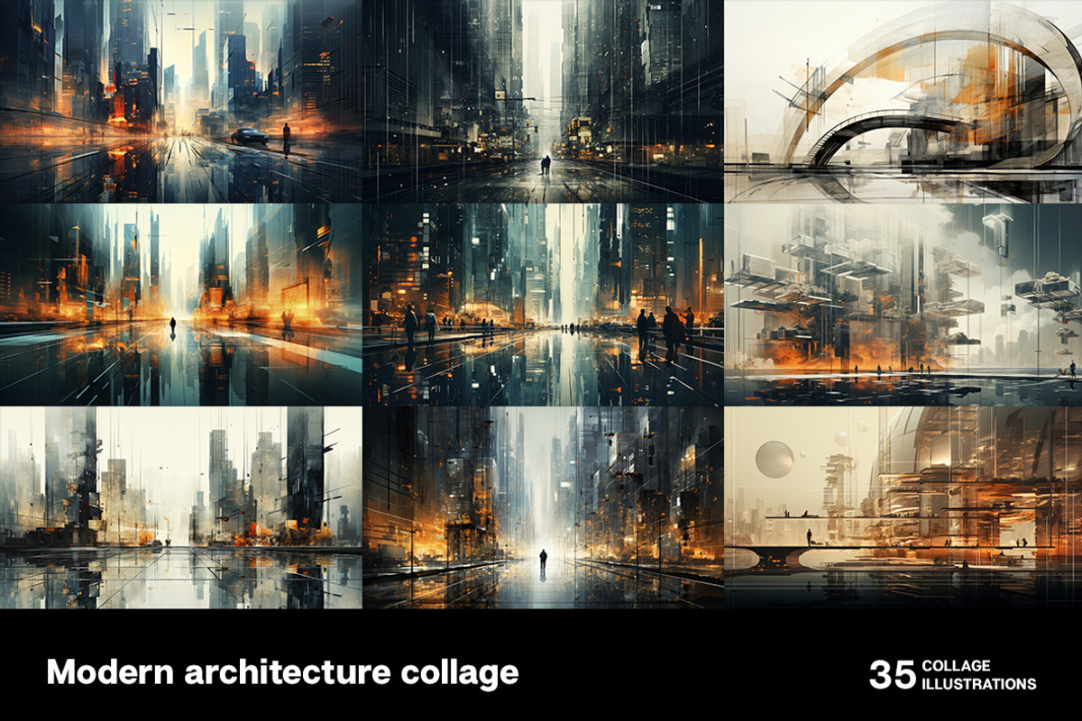 35 Modern architecture collages, an Object Illustration by Handmadefont (Photo 6 of 10)
