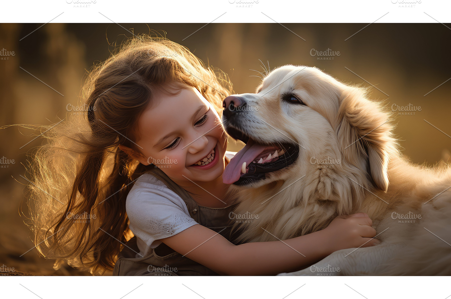 pet dog licking child ai generated, an Animal Photo by pikepicture