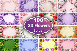 3D Flowers Border Background