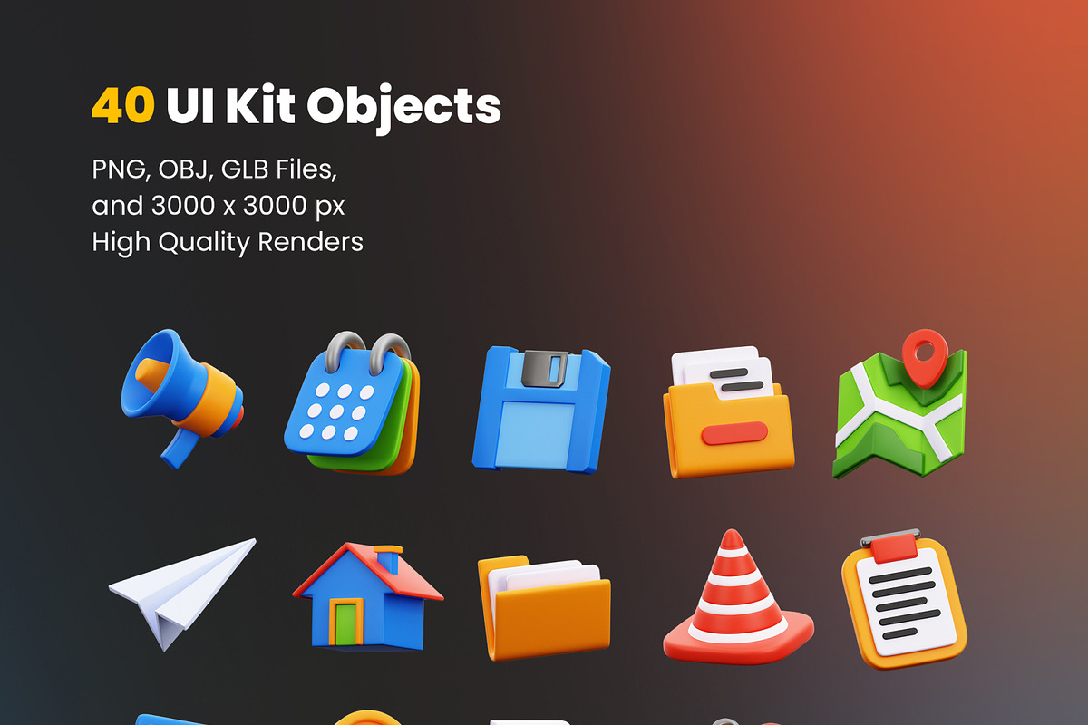 UI KIT Elements 3D Icons, an Object 3D Model by Rakata Studio (Photo 7 of 7)