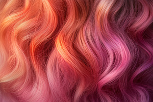 Close-up of vibrant, wavy hair featuring a gradient of colors from orange to pi, a Technology Photo by Textures & Backgrounds