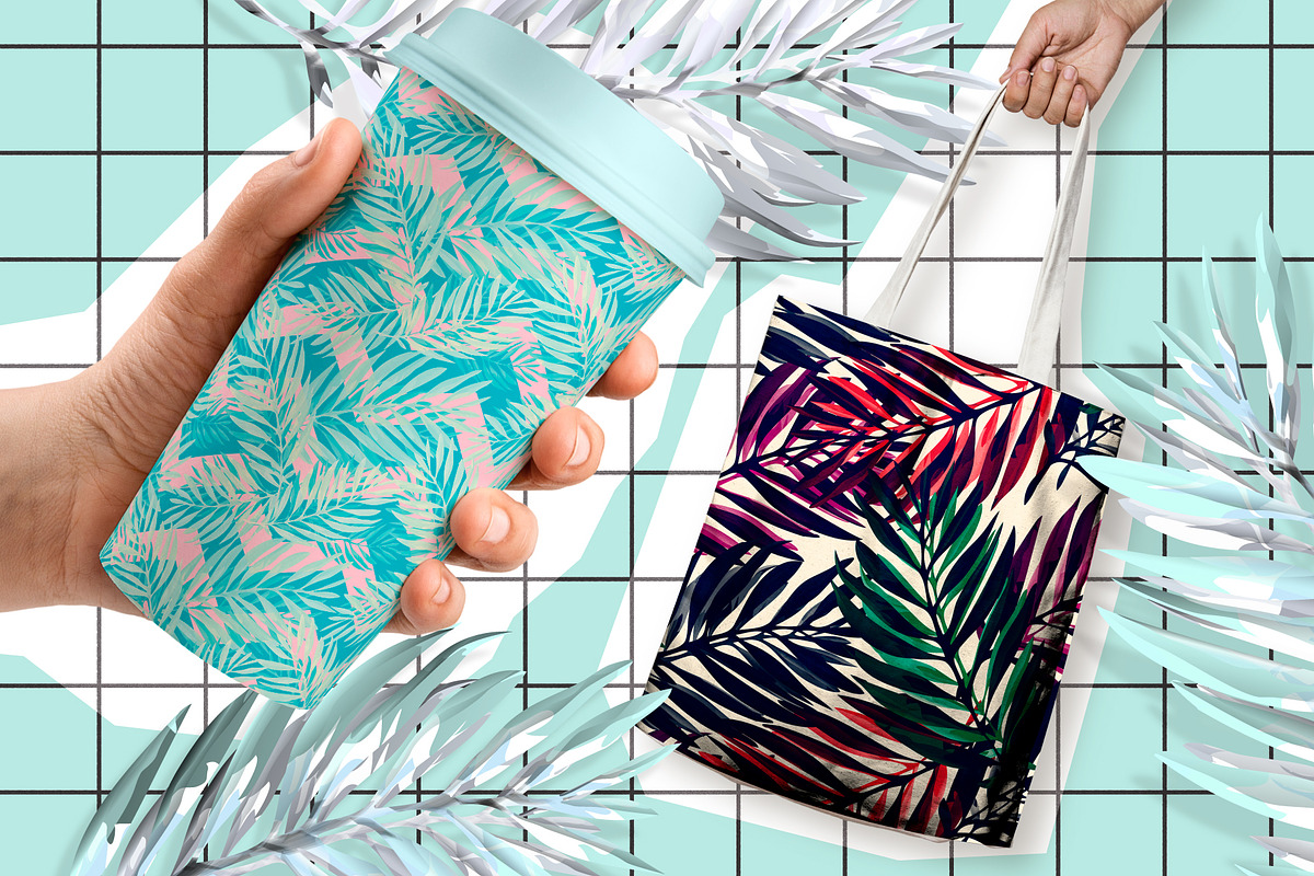 Palm Leaves | 12 Vector Patterns, a Pattern Graphic by Artem Vorotnikov (Photo 4 of 6)