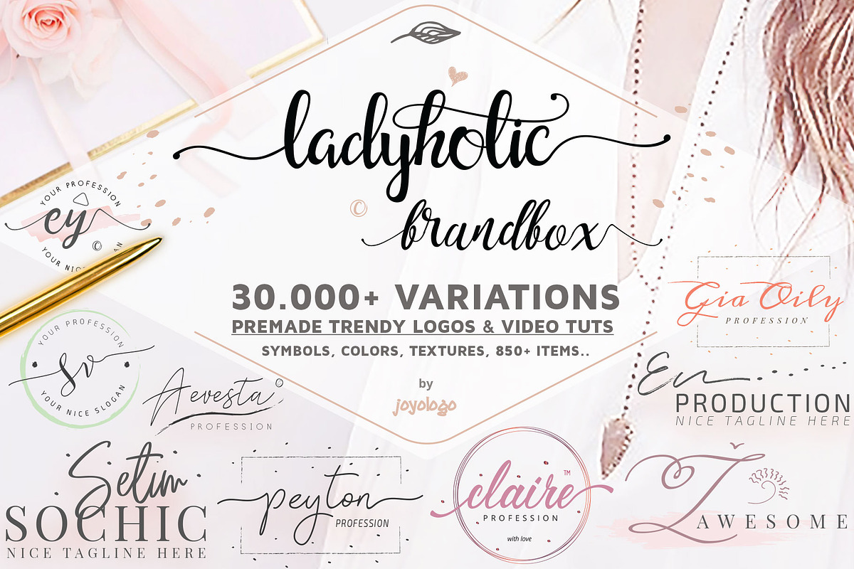Ladyholic Premade Logo Branding Pack, a Branding & Logo Template by joyologo (Photo 17 of 17)