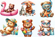Watercolor Summer Bear Clipart, an Illustration by CraftArtStudio (Thumbnail 2 of 5)