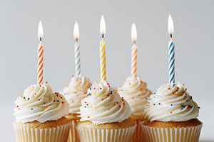 Row of vanilla cupcakes with white, a Food & Drink Photo by MistyDay