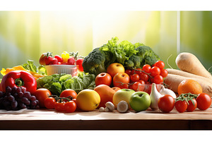 vegan light food background ai, a Food & Drink Photo by pikepicture