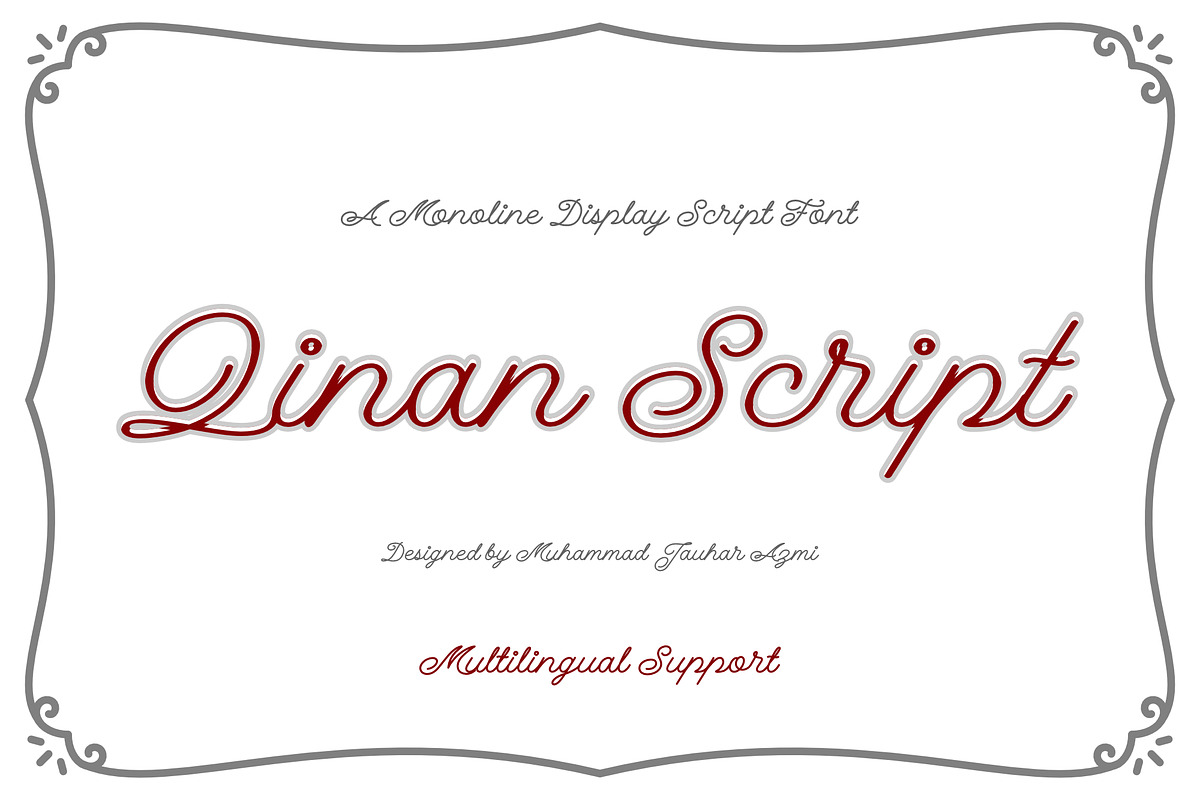 Qinan Script - monoline script font, a Script Font by Brainware Graphic (Photo 1 of 13)