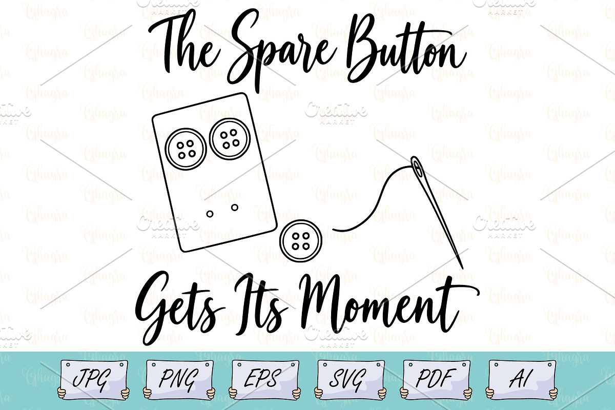 Spare Button Sewing Quote Line Art, an Object Illustration by Ghagra (Photo 1 of 6)