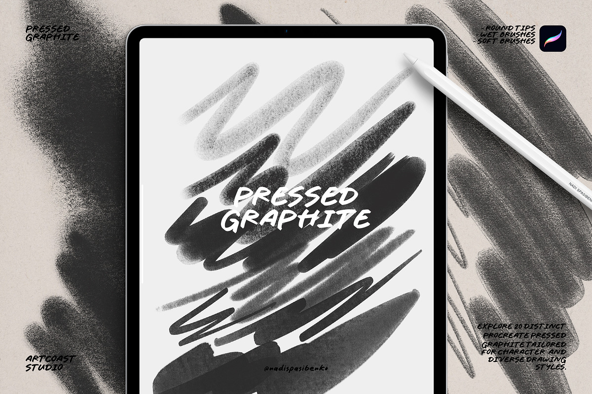 Procreate Pressed Graphite Brushes, a Brush Add-On by Spasibenko Art (Photo 5 of 5)