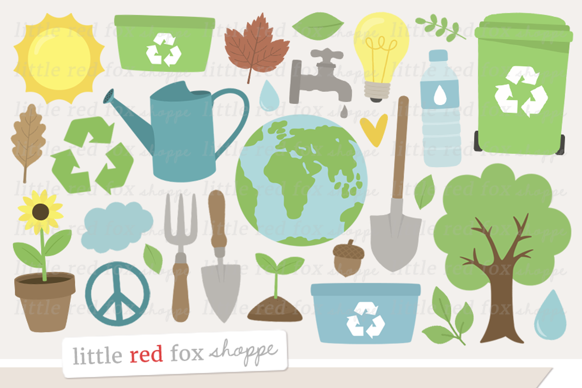 Earth Day Clipart, an Illustration by Little Red Fox Shoppe