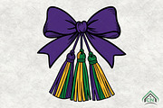 Mardi Gras Ribbon Bow PNG, an Illustration by Craft Nest (Thumbnail 1 of 4)