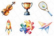 Watercolor Fun School Activities Cli, an Illustration by DreamPrint404 (Thumbnail 5 of 6)