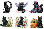 Embroidered Black Cats Clipart, an Illustration by DreamArtGraphic (Thumbnail 4 of 4)