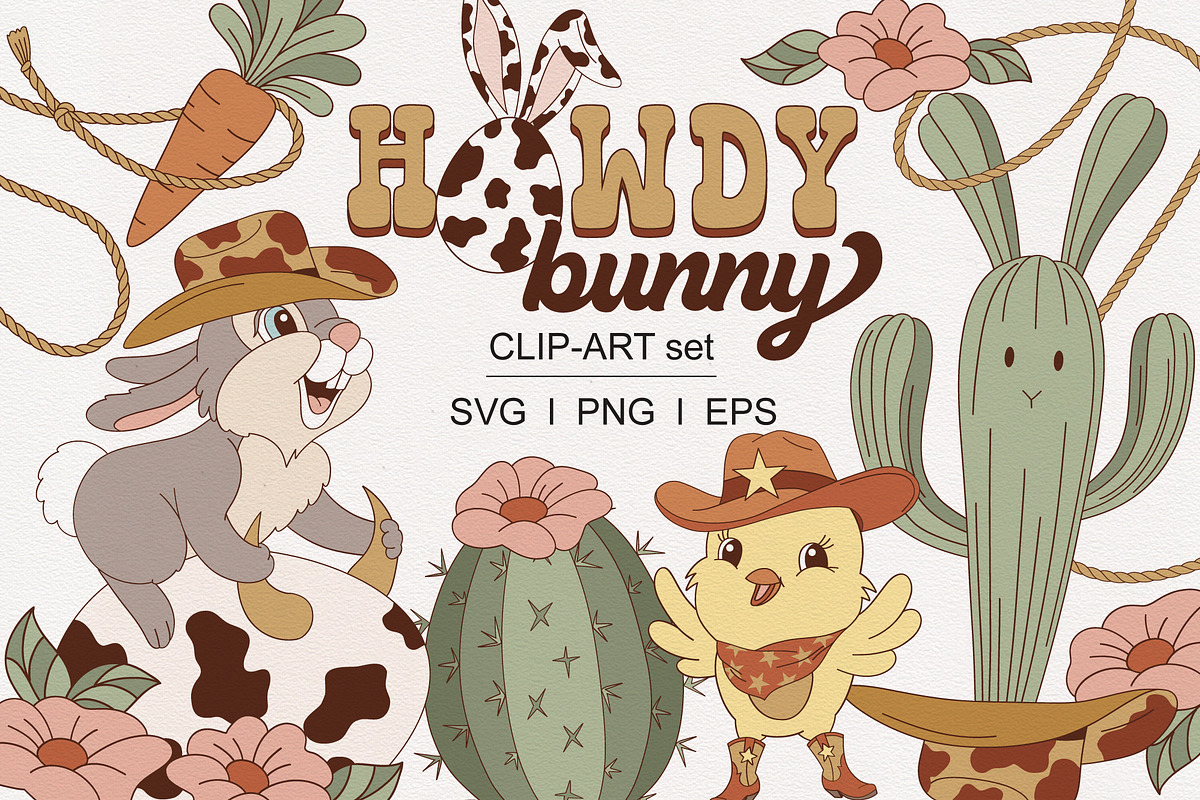 Western Easter Howdy Bunny Cowboy, an Illustration by @olga.angelloz (Photo 1 of 2)