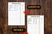 Editable Subscription Tracker, a Stationery Template by Graphicsnext (Thumbnail 2 of 6)