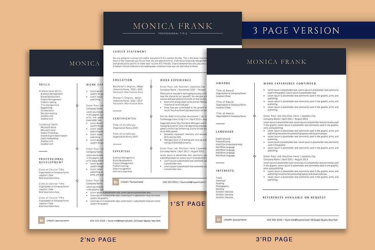 Resume template pro, Word, Pages, a Resume Template by VictoriousVita (Photo 4 of 8)