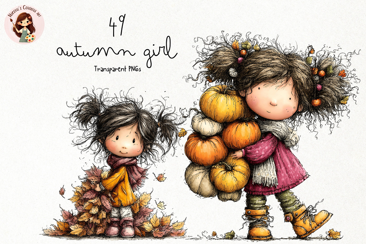 Autumn Girl Pumpkin PNG Clipart, a Person Illustration by Nicolle's Colorful Art (Photo 1 of 5)