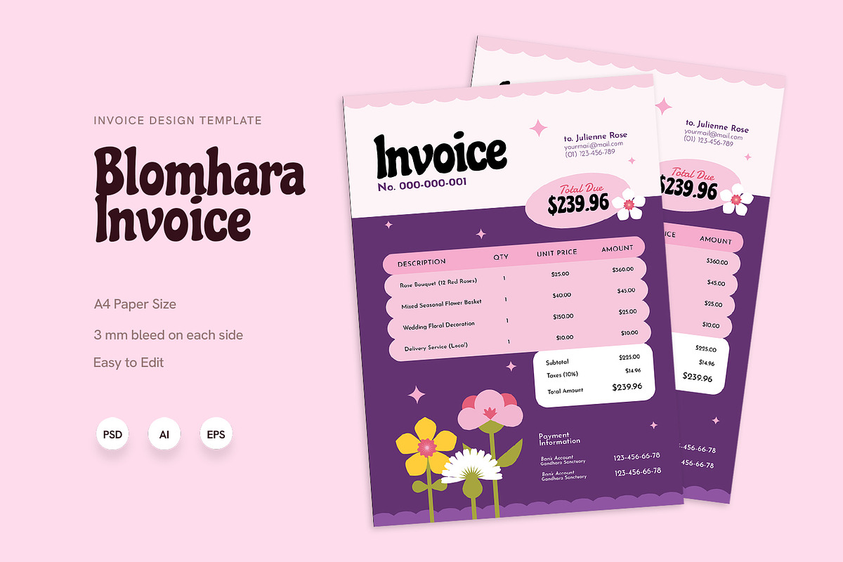 Bloomhara - Invoice, a Card Template by Fannan Studio (Photo 1 of 3)