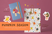 Pumpkin Season Pattern + Characters, a Pattern Graphic by iliveinoctober (Thumbnail 1 of 11)