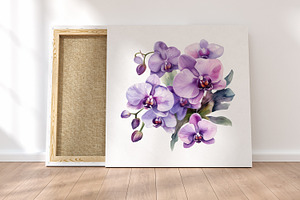 Orchids. Watercolor Clipart