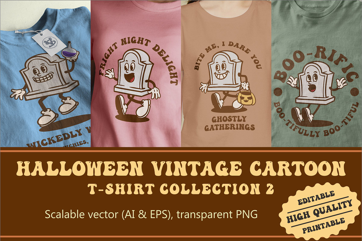 Halloween Tombstone Cartoon Vintage, an Illustration by vectstudio (Photo 1 of 5)