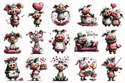 Quirky Valentine Pig Clipart, an Illustration by OK Design (Thumbnail 3 of 6)