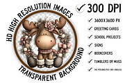 Quirky Christmas Moose Clipart, an Illustration by Craft Nest (Thumbnail 2 of 10)