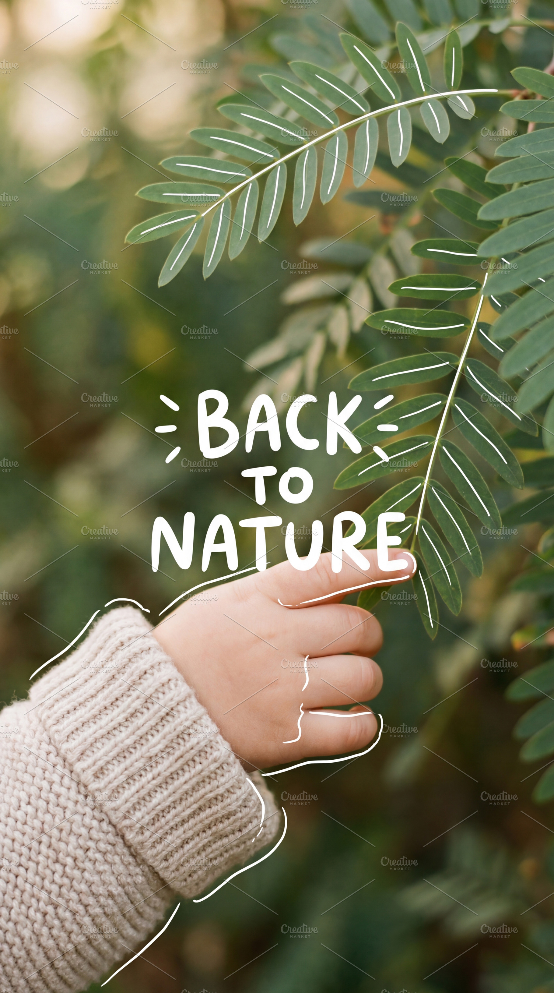 Child Hand Touching Green Foliage, a Nature Photo by Virgo Studio