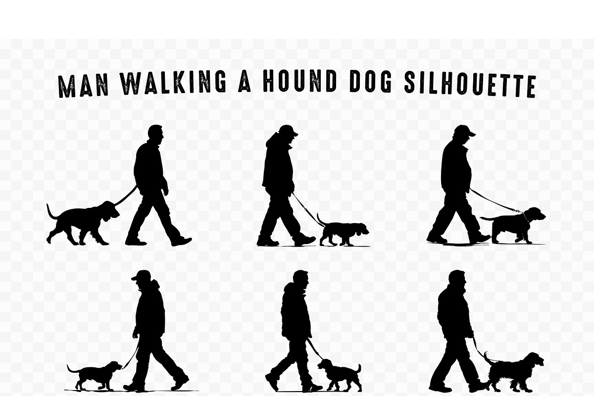 Man Walking a Basset Hound SVG Set, a Person Illustration by Gfx Expert Team (Photo 2 of 3)