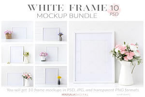 White Frame Mockup Bundle Set of 10