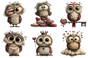 Whimsical Valentine Day Owl Clipart, an Illustration by DreamArtGraphic (Thumbnail 2 of 4)