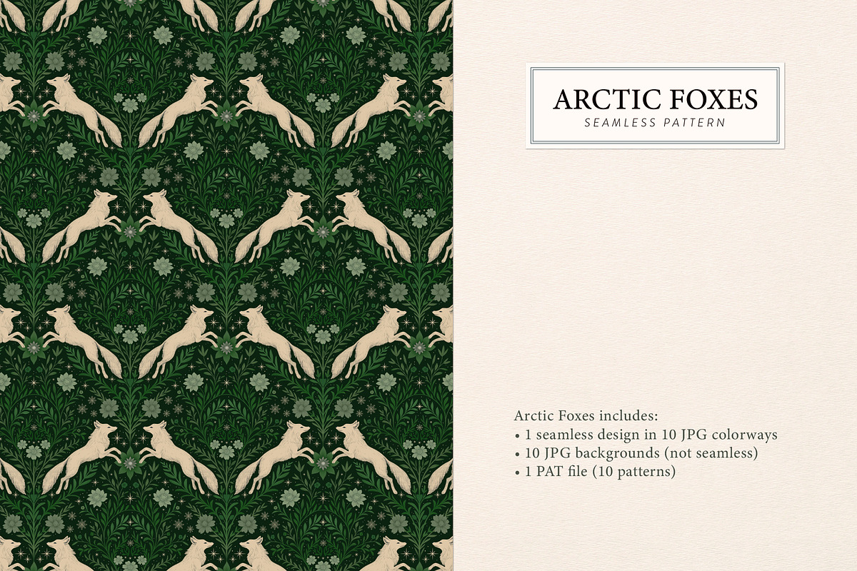 Arctic Foxes Seamless Pattern, a Pattern Graphic by Dina Mae (Photo 3 of 15)