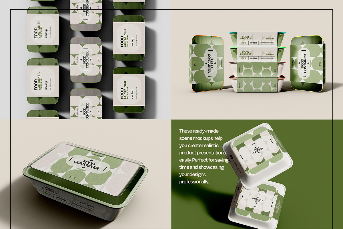 Food Container Packaging Mockup Set, a Cups & Container Mockup by Mego-studio (Photo 5 of 7)