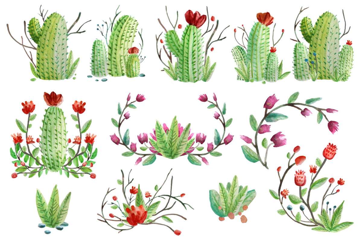 Cactus Watercolor Set, an Illustration by RalucaGheorghe (Photo 2 of 2)