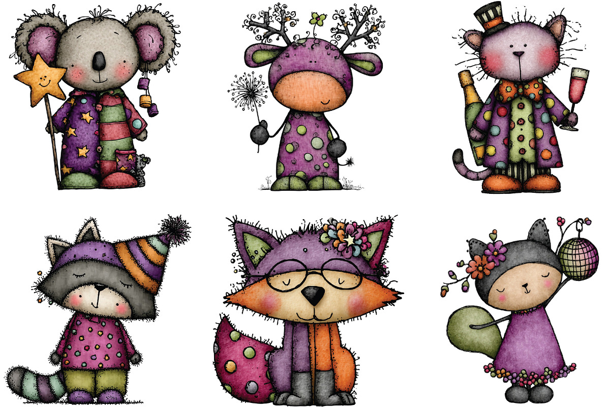 Whimsical Funny New Year Animals PNG, an Illustration by CraftArtStudio (Photo 2 of 6)