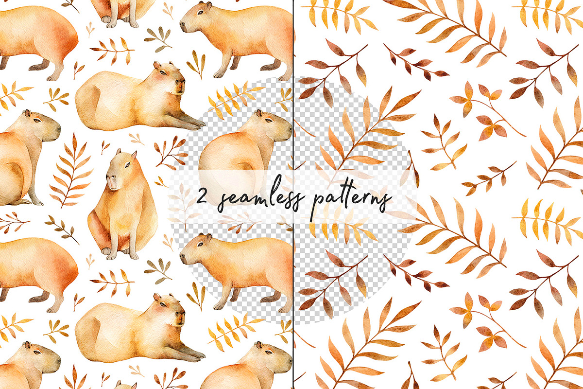 Capybaras Watercolor set, an Animal Illustration by Green_leaf_17 (Photo 4 of 5)