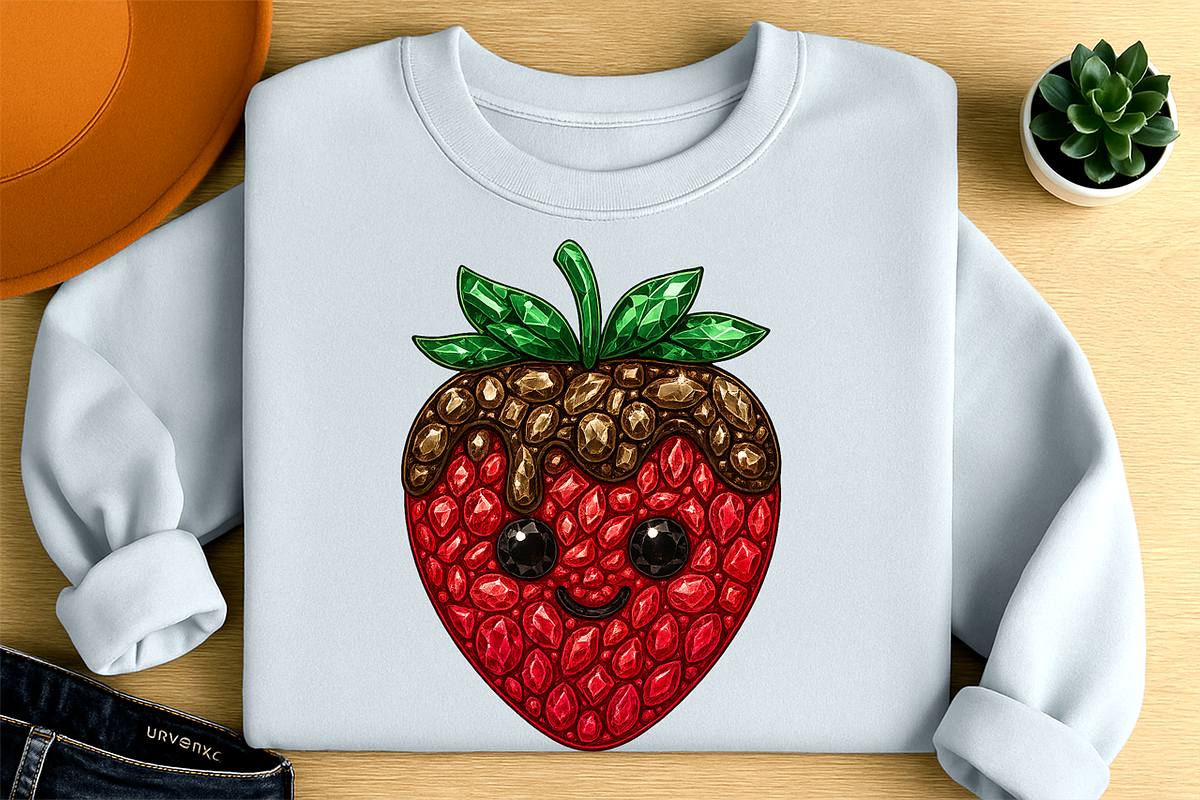 Faux Rhinestone Strawberry PNG