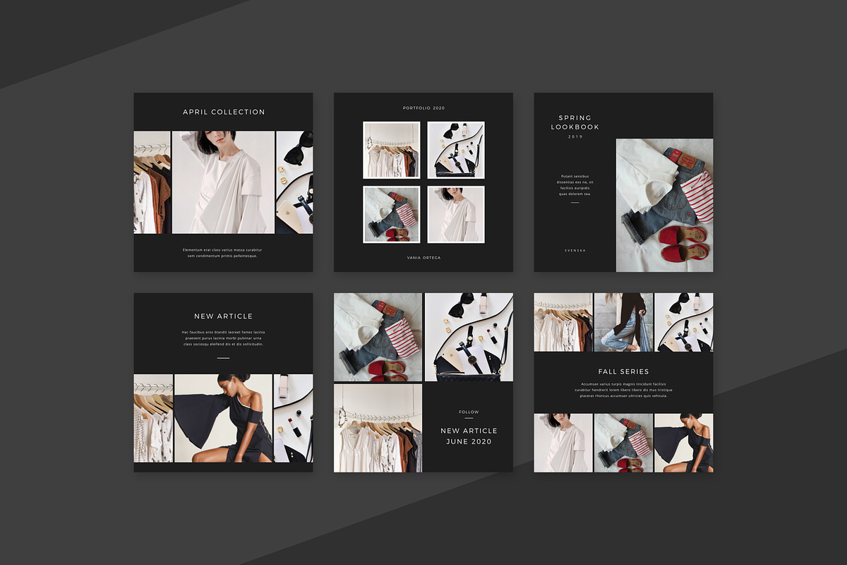 Soft Black Instagram Pack PS & Canva, a Social Media Template by Studio Siv (Photo 2 of 6)