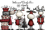 Whimsical Quirky Deer Clipart Bundle, an Illustration by Creative Art (Thumbnail 1 of 12)